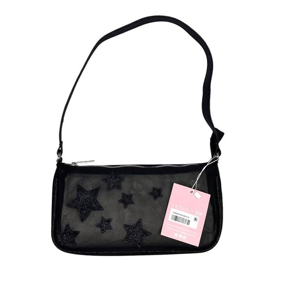 SkinnyDip London Amber Mesh & Glitter Star Shoulder Bag - 10.4” x 6.10" x 4.72" - Picture 4 of 5